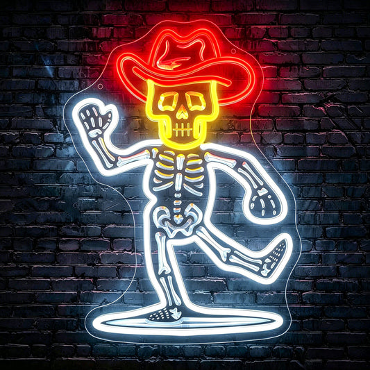 HSJNJKFU White & Red & Yellow Neon Sign for Wall Decor Led Light Sign Neon Light for Room Party Home Wall Decor USB Powered - Cow Skeleton