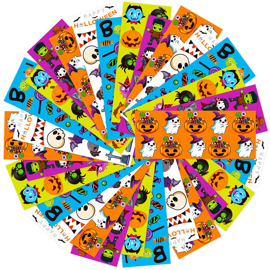 kortes 100-Sheets Kids Halloween Stickers Over 1320pcs, Vinyl Waterproof Halloween Pumpkin Stickers for Kids Halloween Party Favors
