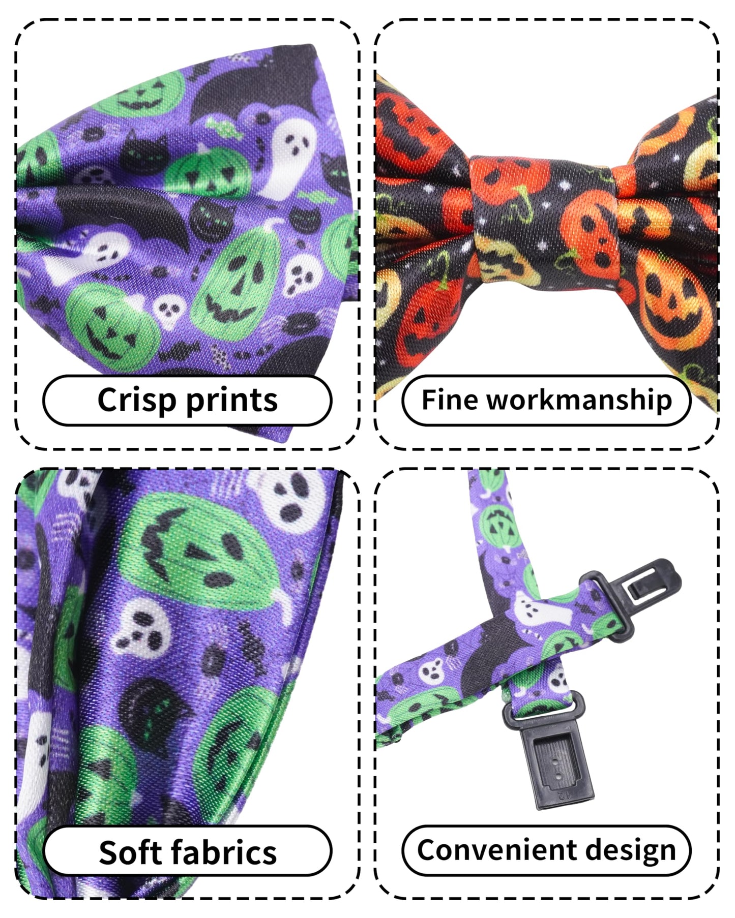 PET SHOW 30 Pack Halloween Small Dog Collar Bow Ties Bulk Puppy Cats Adjustable Bowties for Medium Dogs Pumpkin Ghost Bowknots Pet Grooming Accessories (Small)