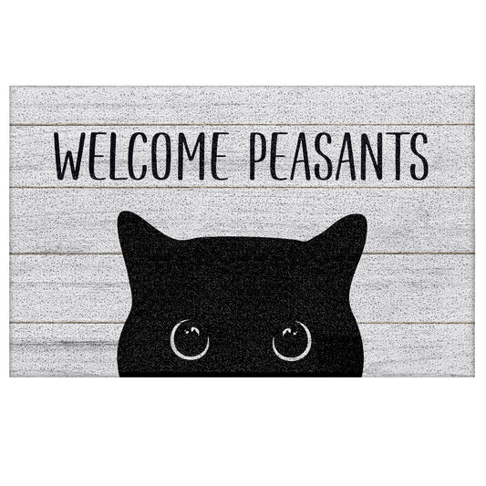 YTRGI Funny Black Cat Welcome Mats for Front Door Covered Outdoor Area, Welcome Peasants Black Cat Doormat Outdoor Indoor Entrance Entryway Porch, Cats Decor, Cats Gifts, 17x39 Inch