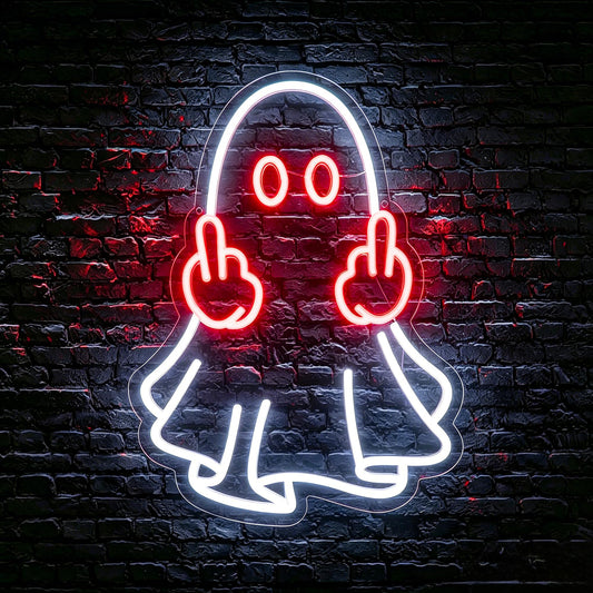 Whfobfe Red&White Neon Sign Led Neon Lights Signs for Wall Decor USB Powered Led Signs for Room Decoration-Ghost
