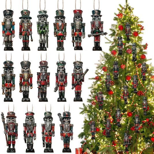 Amyhill 30 Pcs Nutcracker Spooky Goth Christmas Ornaments Horror Ornaments for Christmas Tree Creepy Hanging Decor Spooky Scary Prop Xmas Decorations for Parties and Events