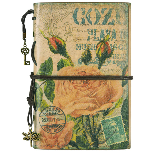 Leather Journal Notebook, Vintage Refillable Journal for Women Girls, Thick Blank Pages for Sketchbook, Planner, Diary, Travel Journals to Write in with Binder Pockets, Beautiful Journal Gift