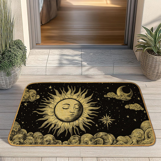 SHGAIL Gothic Sun Moon Door Mat, Home Entrance Low Profile Welcome Doormat, Indoor Decor for Front Door 30x17 Inch, Summer Garden Patio Decor