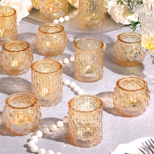 NITIME 12Pcs Assorted Gold Votive Candle Holders, Tea Light Candle Holder for Table Centerpiece, Gold Candle Holders for Wedding Centerpieces, Brithday and Holiday Decorations