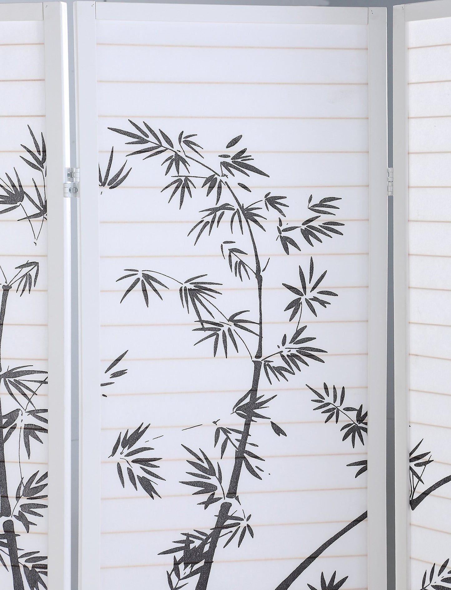 Roundhill Bamboo Print 4-Panel Framed Room Screen/Divider, white