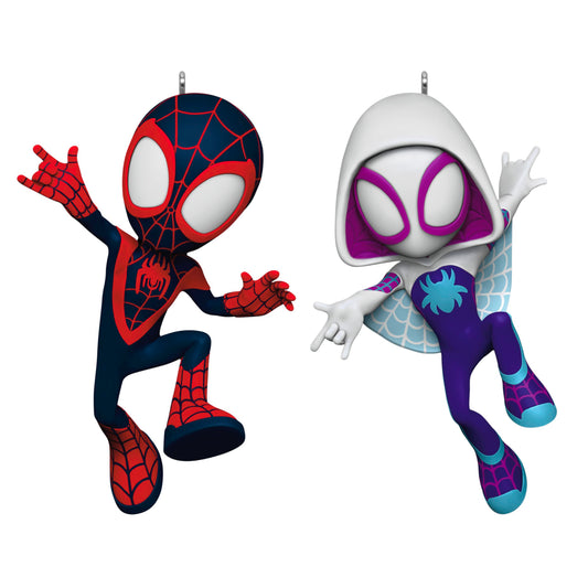 Hallmark Keepsake Marvel Christmas Ornaments, Spidey and His Amazing Friends Spin and Ghost-Spider, Set of 2