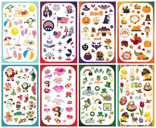 Year-Round Holiday Stickers Variety Pack: Fun Assortment of Designs for a Whole Year (400+ Stickers)