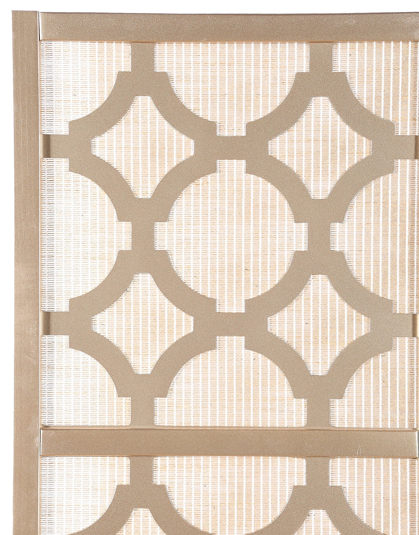 Roundhill Furniture Quarterfoil Infused Diamond Design 4-Panel Room Divider, Gold